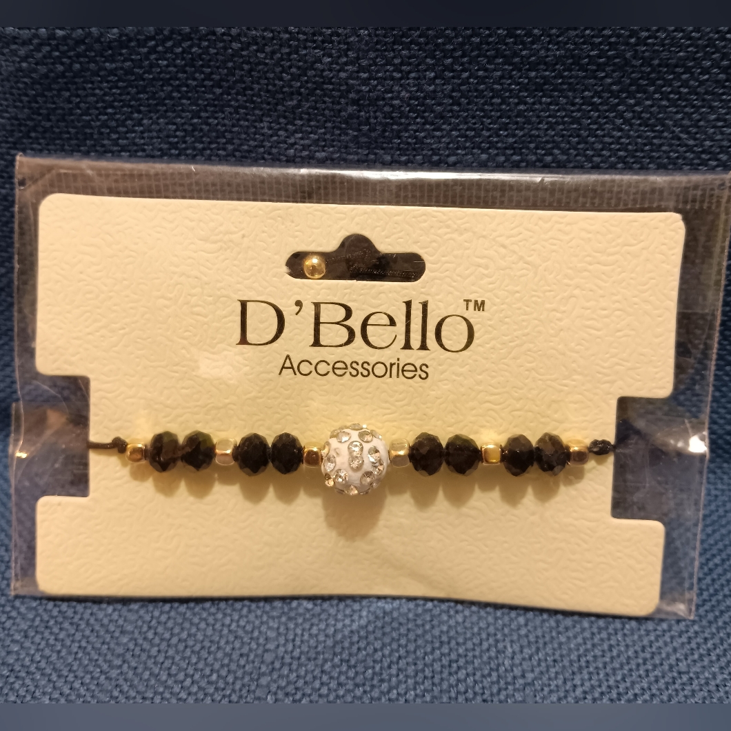 D'bello Accessories Adjustable Rope Bracelet - Color Black/Gold Nip